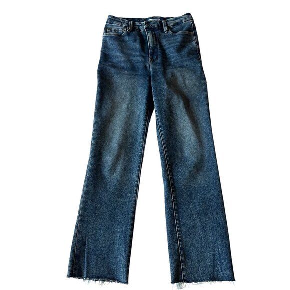 Good American Good Curve Soft Tech Denim Jeans Straight Indigo Size 4/27 Women's - Picture 1 of 13